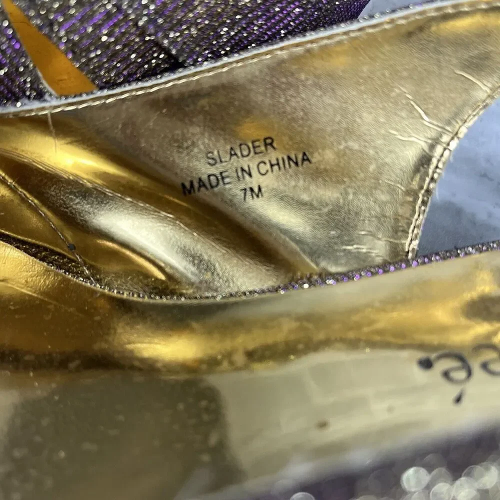 J Renee Slader Women’s Size 7 Colorful Shimmer Slingback Kitten Heel Shoes